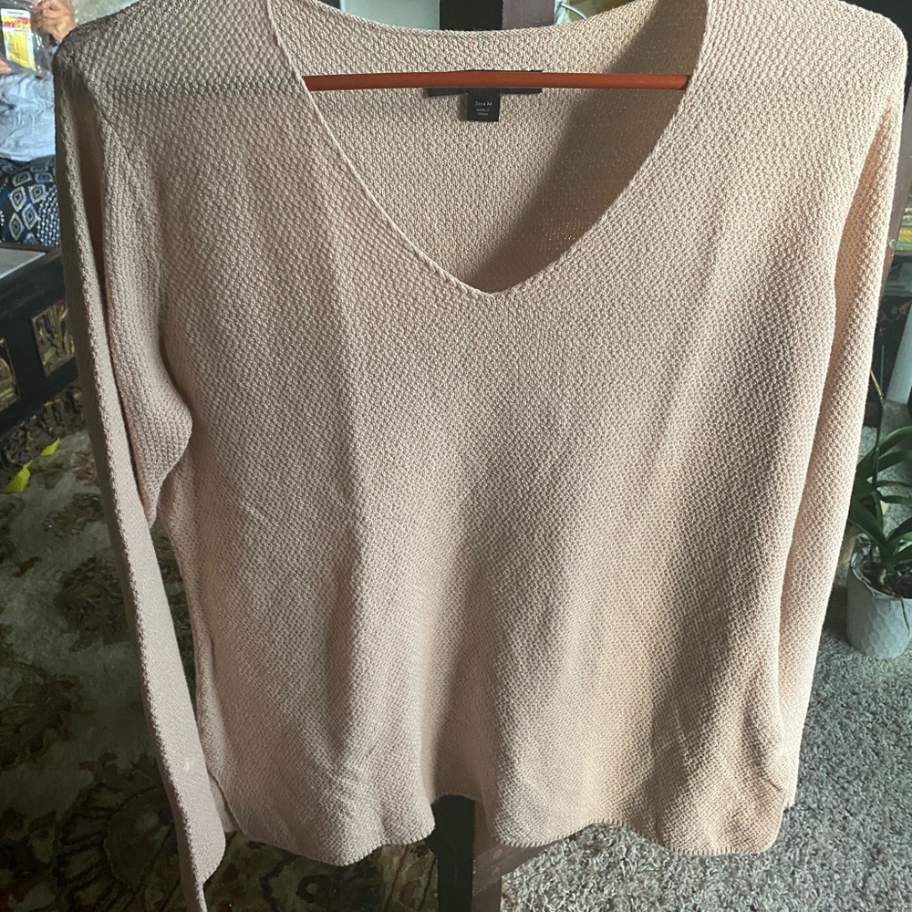 V-Neck Textured Sweater in Cream